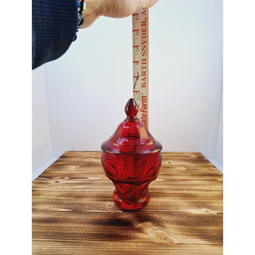 Rare Vintage Cambridge Glass Ruby Red Georgian Lidded Candy Dish Mid Century McM